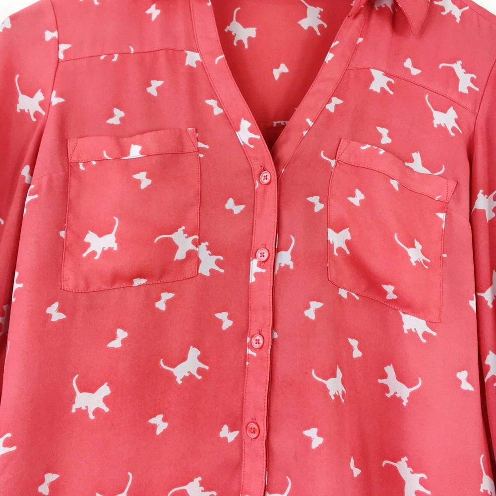 Cat Butterfly Blouse Pink Portofino Express XS - Picture 6 of 8